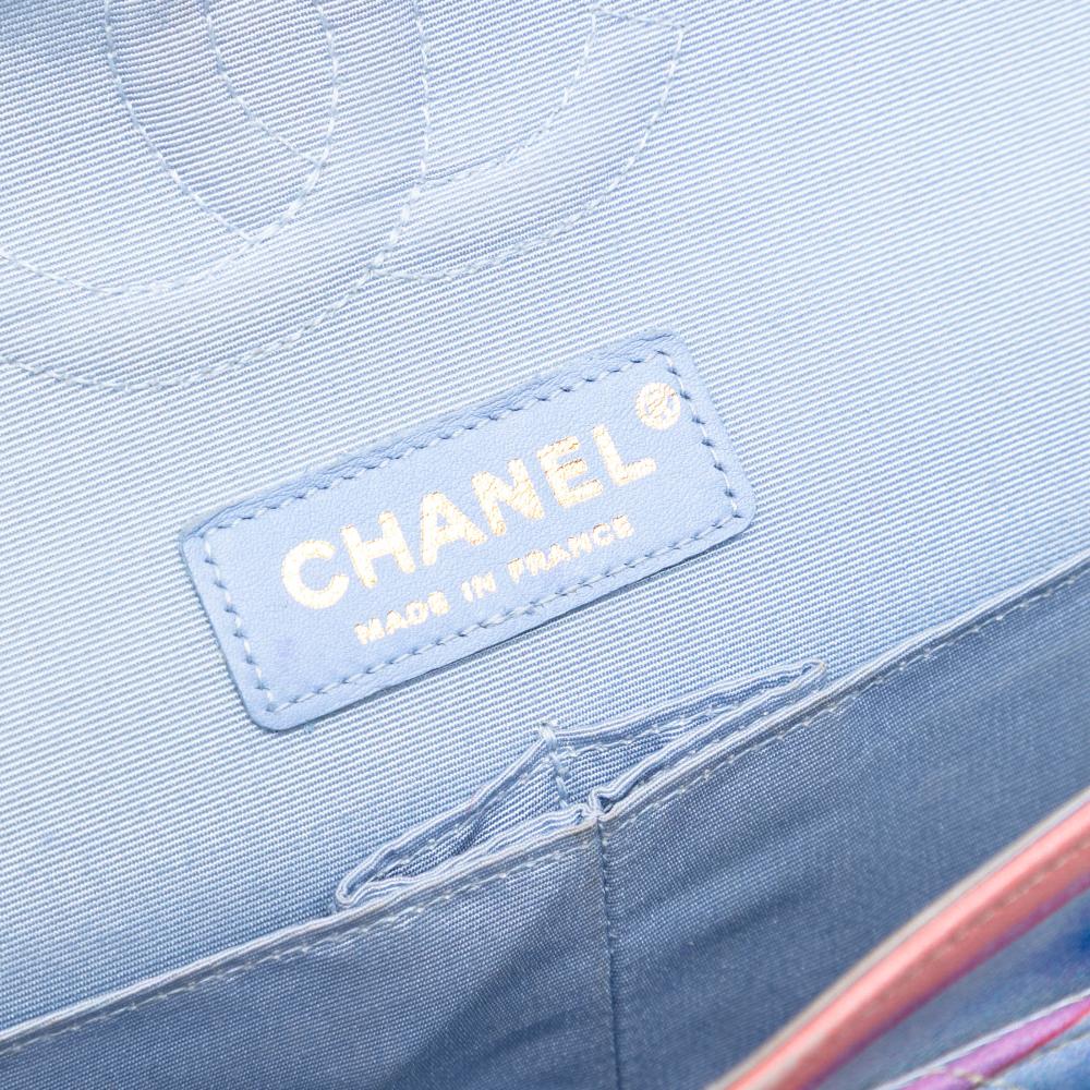 Chanel B Chanel Pink Lambskin Leather Leather Medium Classic Printed Lambskin Watercolor Double Flap France