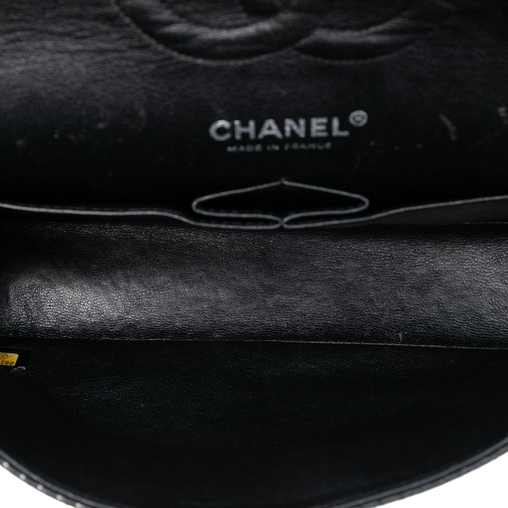 Chanel B Chanel Black Lambskin Leather Leather Medium Classic Perforated Lambskin Double Flap France
