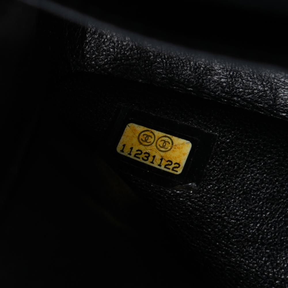 Chanel B Chanel Black Lambskin Leather Leather Medium Classic Perforated Lambskin Double Flap France