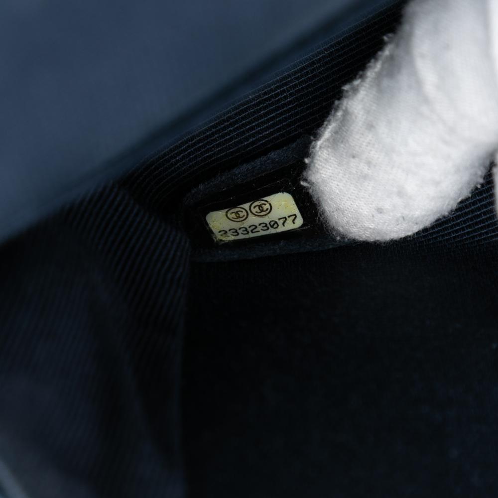 Chanel B Chanel Blue Navy Velvet Fabric Medium Classic Double Flap France