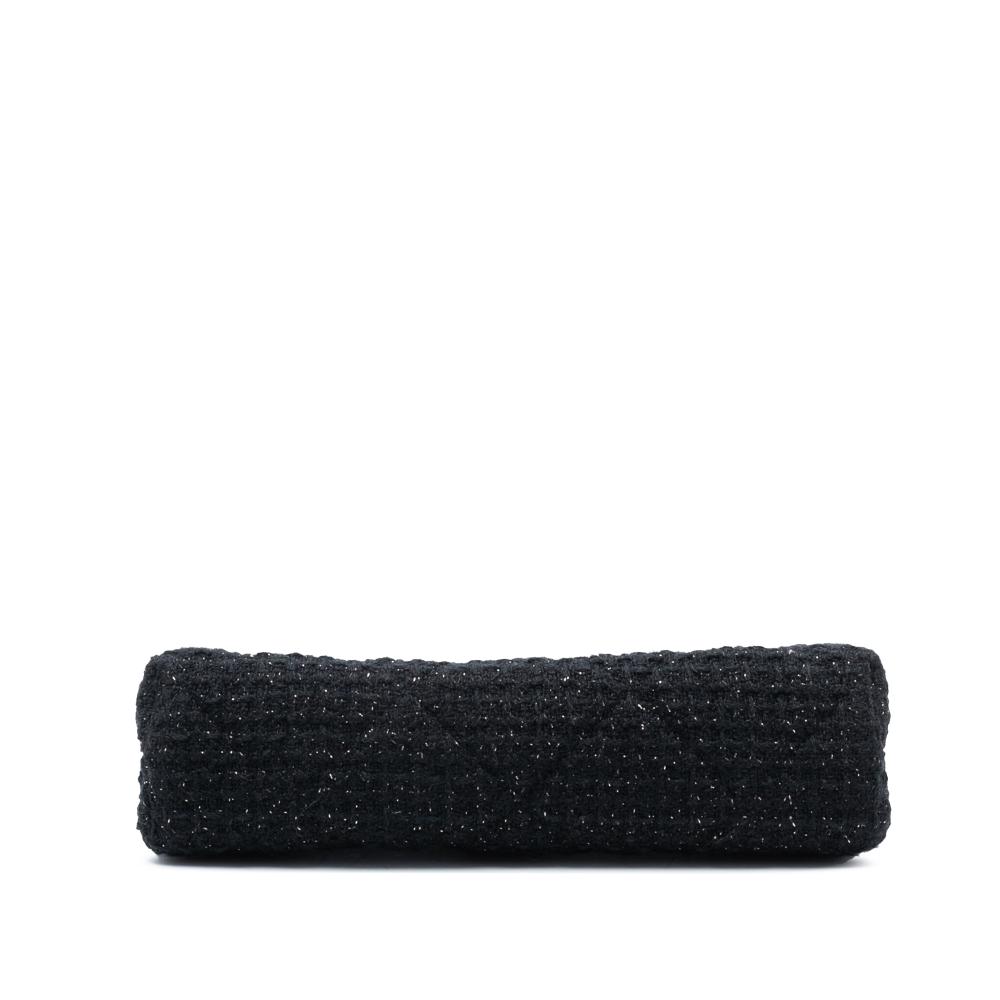 Chanel AB Chanel Black Tweed Fabric Quilted Kisslock Clutch Italy
