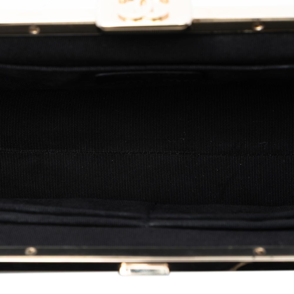 Chanel AB Chanel Black Tweed Fabric Quilted Kisslock Clutch Italy