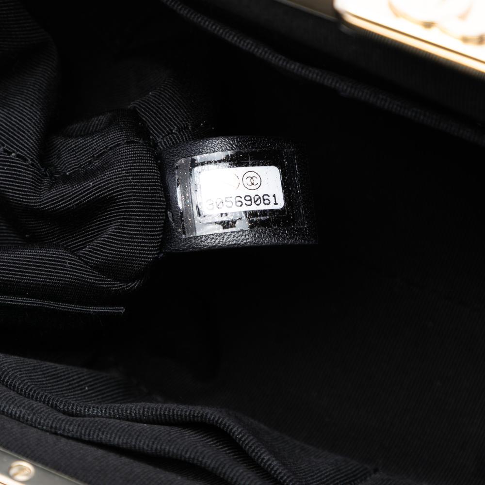 Chanel AB Chanel Black Tweed Fabric Quilted Kisslock Clutch Italy