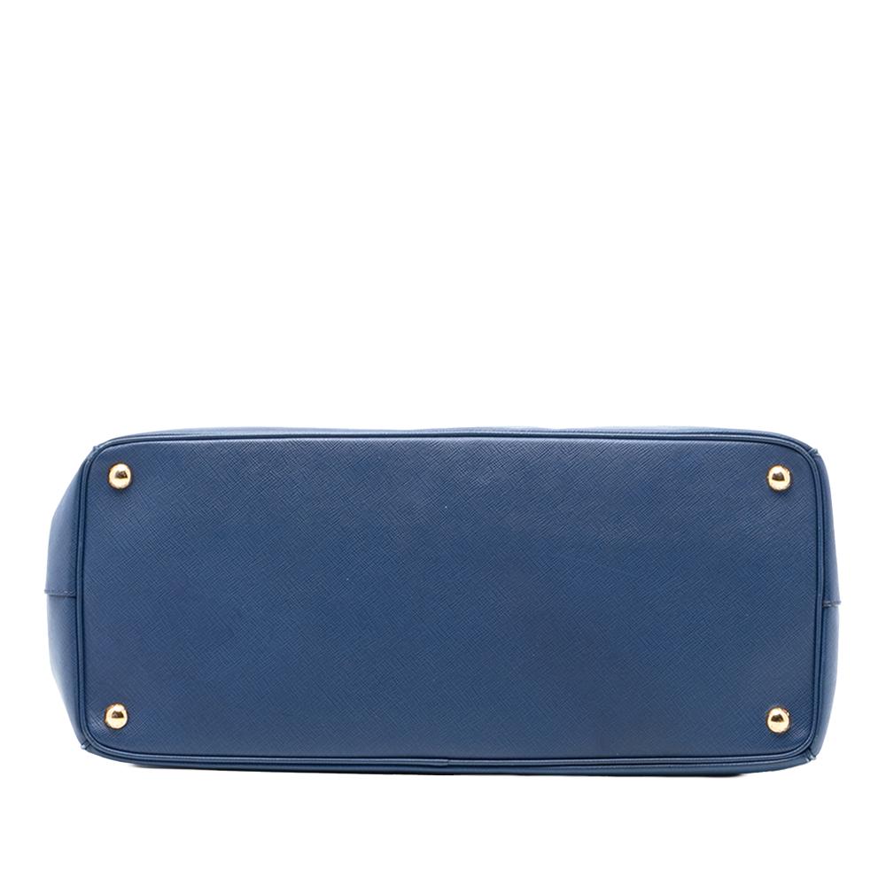 Prada B Prada Blue Saffiano Leather Extra Large Lux Galleria Double Zip Tote Italy
