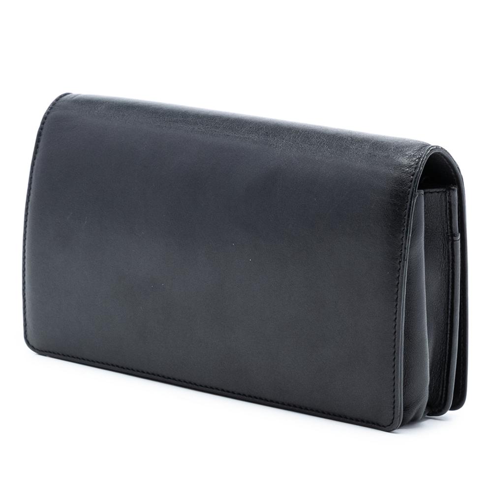 Chanel B Chanel Black Lambskin Leather Leather Studded Lambskin CC Wallet on Chain Italy