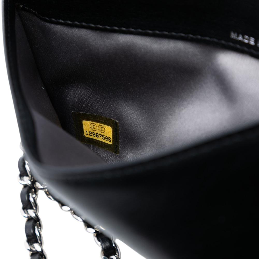 Chanel B Chanel Black Lambskin Leather Leather Studded Lambskin CC Wallet on Chain Italy