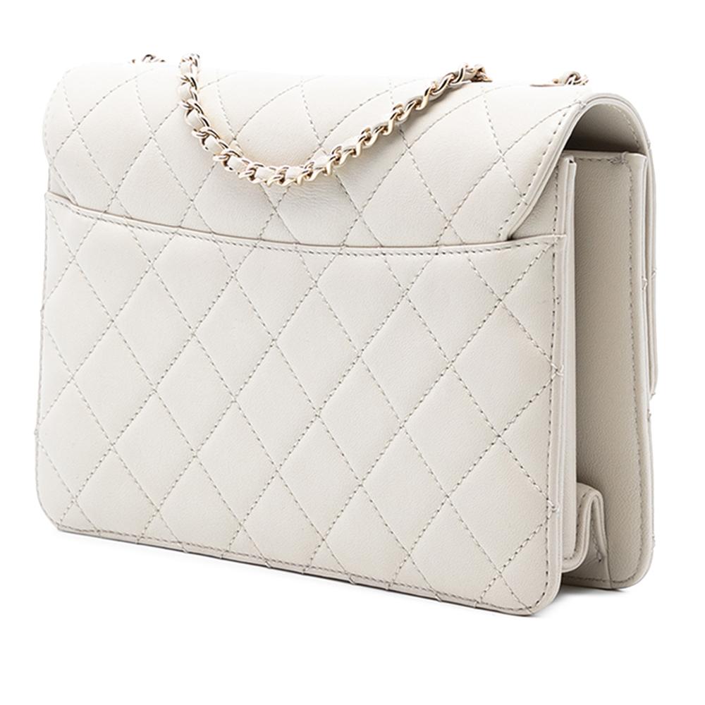 Chanel AB Chanel White Lambskin Leather Leather Quilted Lambskin Beauty Lock Flap Italy
