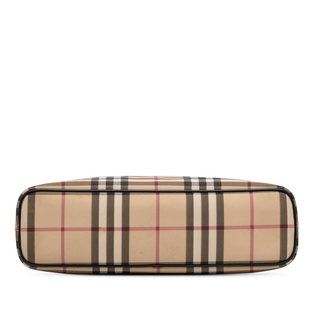 Burberry B Burberry Brown Beige Coated Canvas Fabric House Check Shoulder Bag Italy