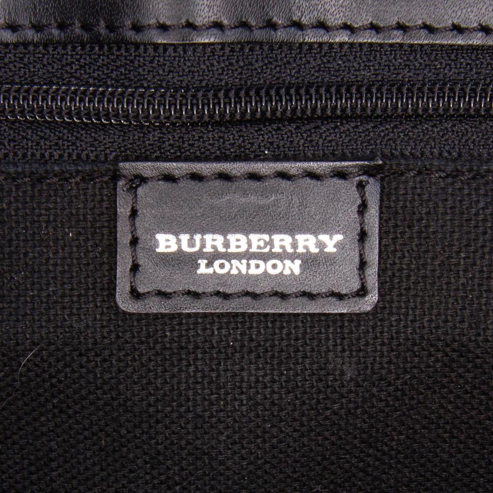 Burberry B Burberry Brown Beige Coated Canvas Fabric House Check Shoulder Bag Italy