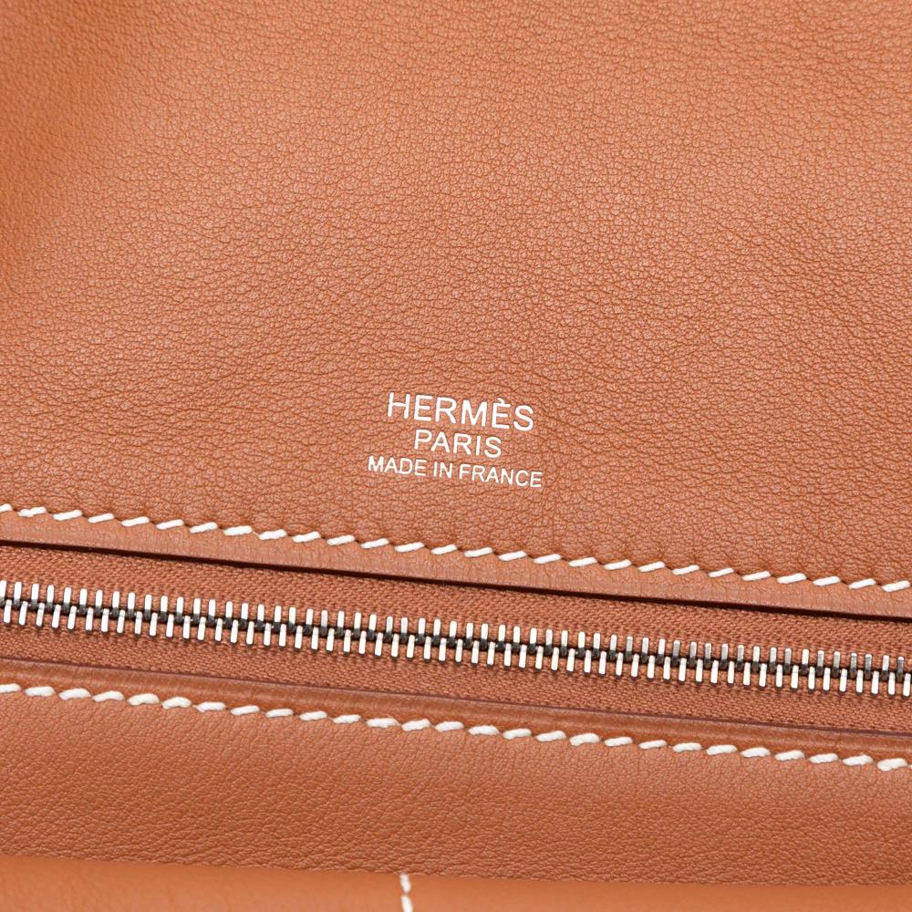 Hermès AB Hermès Brown Suede Leather Doblis and Swift Clemence Virevolte Clutch 35 France