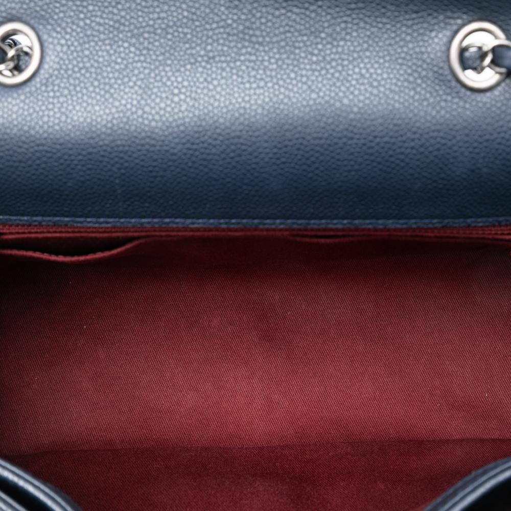 Chanel AB Chanel Blue Navy Caviar Leather Leather CC Diamond Stitch Caviar Flap France