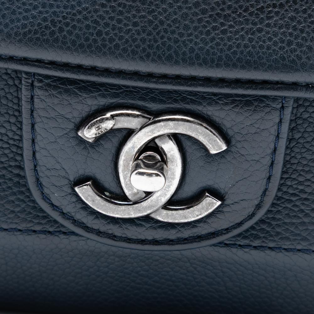 Chanel AB Chanel Blue Navy Caviar Leather Leather CC Diamond Stitch Caviar Flap France