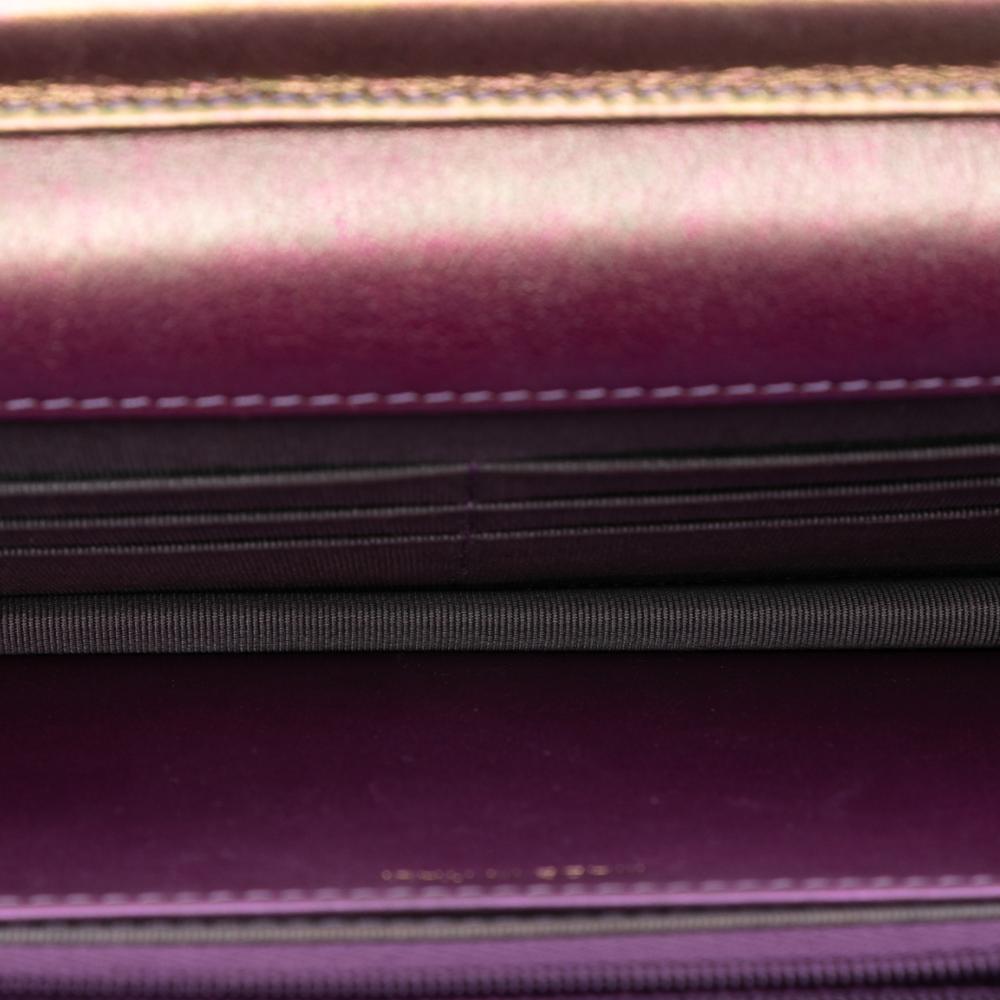 Chanel B Chanel Purple Lambskin Leather Leather CC Quilted Iridescent Lambskin Wallet on Chain Italy
