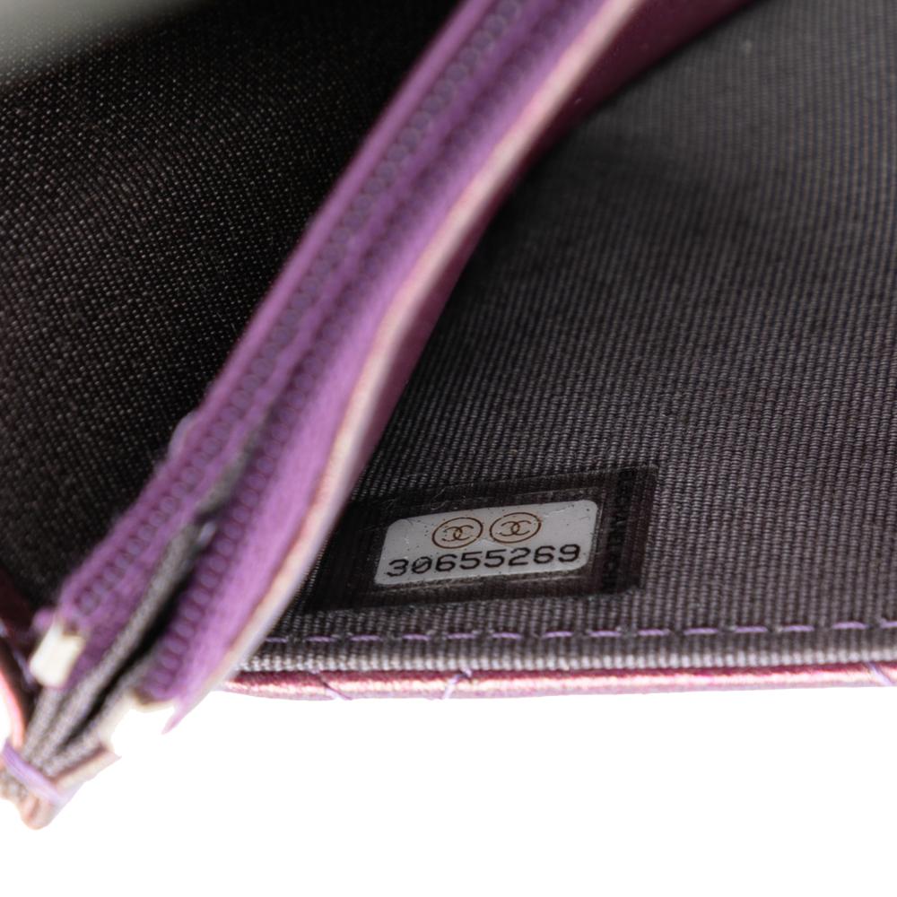 Chanel B Chanel Purple Lambskin Leather Leather CC Quilted Iridescent Lambskin Wallet on Chain Italy