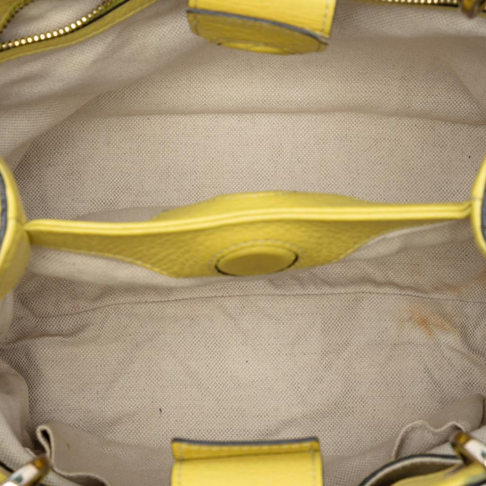 Gucci B Gucci Yellow Calf Leather Small skin Bamboo Shopper Satchel Italy