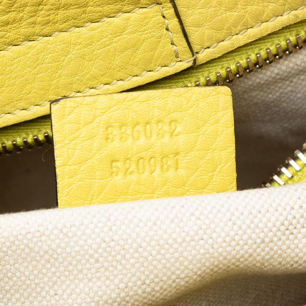 Gucci B Gucci Yellow Calf Leather Small skin Bamboo Shopper Satchel Italy