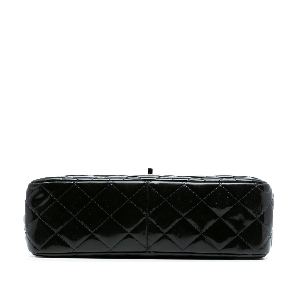 Chanel B Chanel Blue Navy Patent Leather Leather Jumbo Classic Patent Double Flap Italy