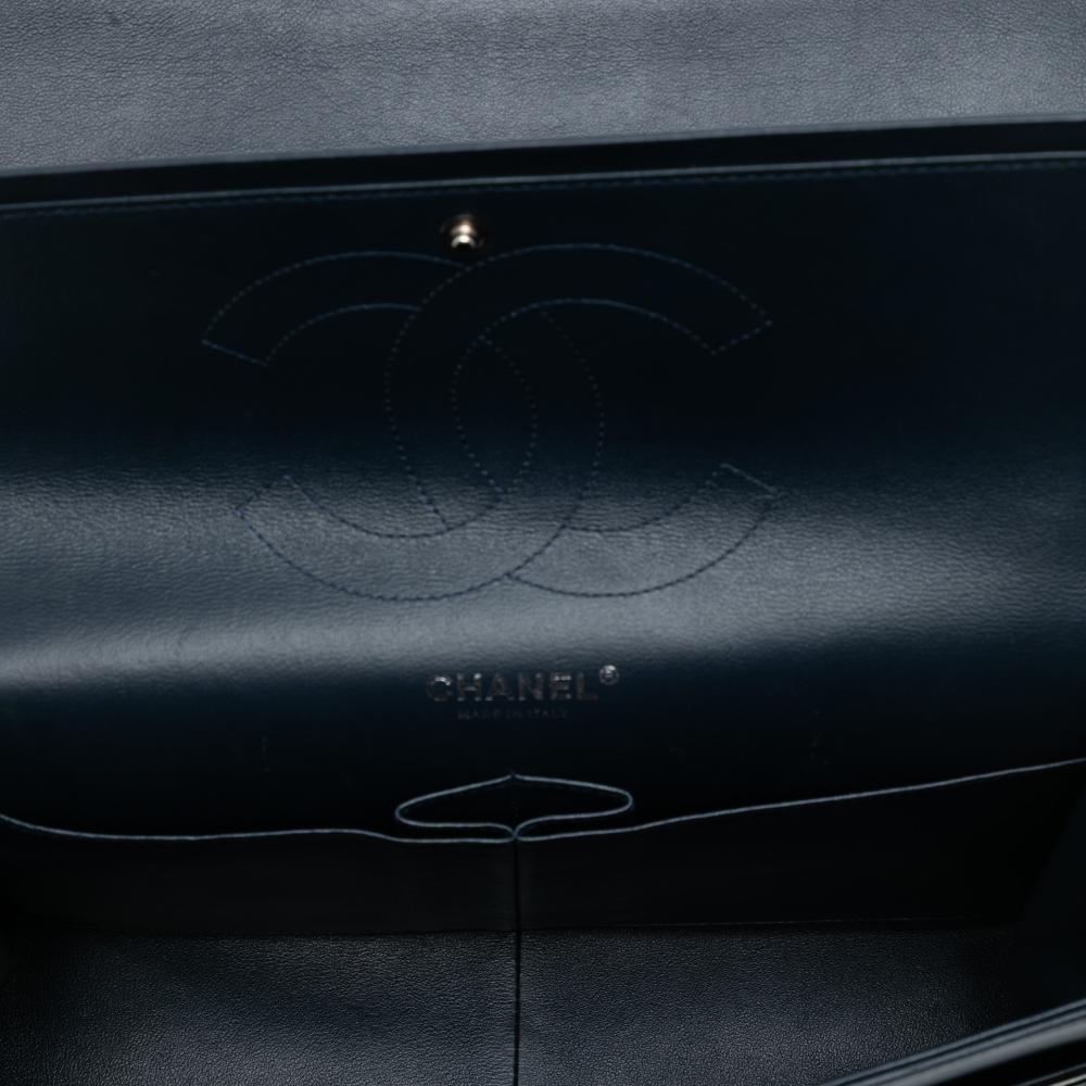 Chanel B Chanel Blue Navy Patent Leather Leather Jumbo Classic Patent Double Flap Italy