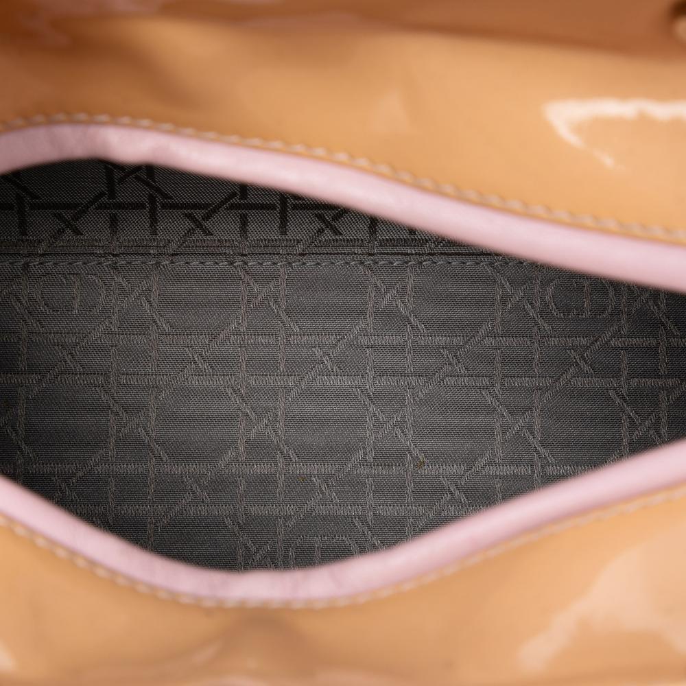 Christian Dior B Dior Brown Caramel Patent Leather Leather Medium Patent Cannage Lady Dior Italy