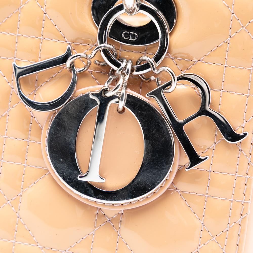 Christian Dior B Dior Brown Caramel Patent Leather Leather Medium Patent Cannage Lady Dior Italy