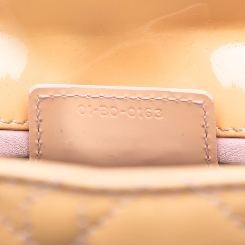 Christian Dior B Dior Brown Caramel Patent Leather Leather Medium Patent Cannage Lady Dior Italy