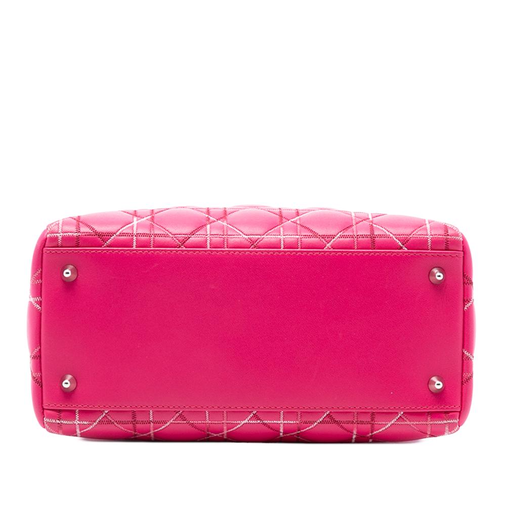 Christian Dior AB Dior Pink Hot Pink Lambskin Leather Leather Medium Lambskin Cannage Lady Dior Italy