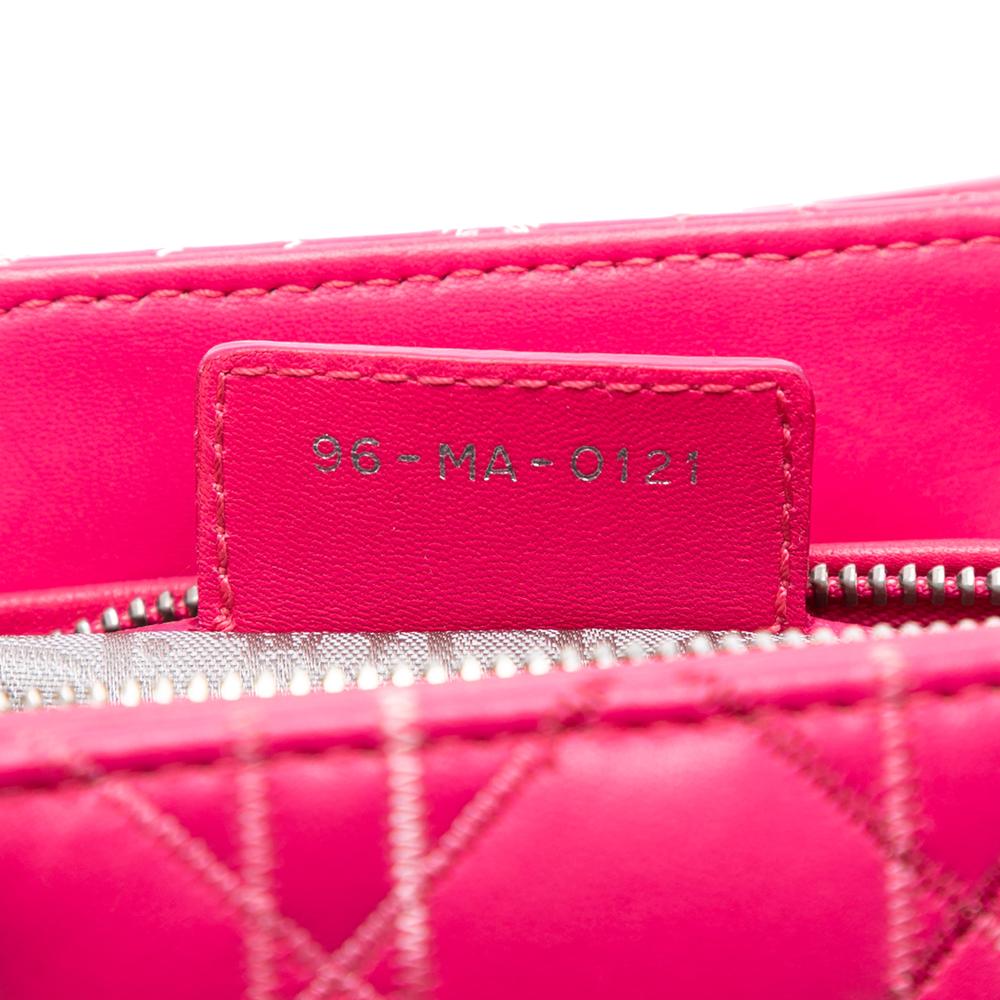 Christian Dior AB Dior Pink Hot Pink Lambskin Leather Leather Medium Lambskin Cannage Lady Dior Italy