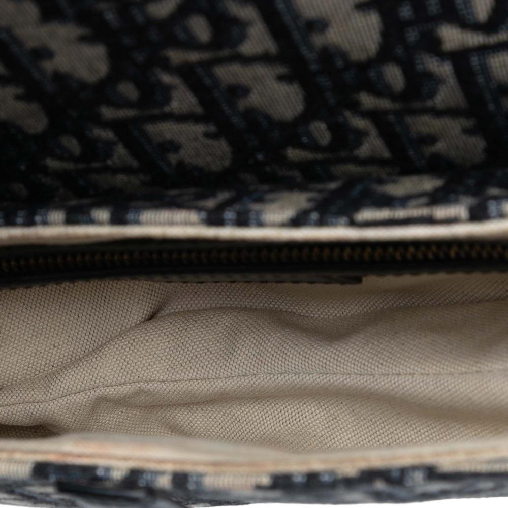 Christian Dior B Dior Blue Canvas Fabric Oblique Saddle Bag Italy
