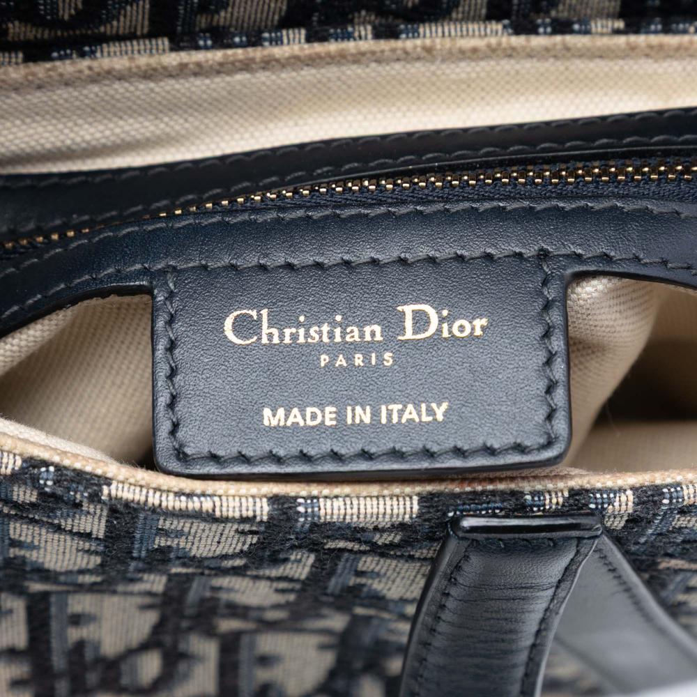 Christian Dior B Dior Blue Canvas Fabric Oblique Saddle Bag Italy