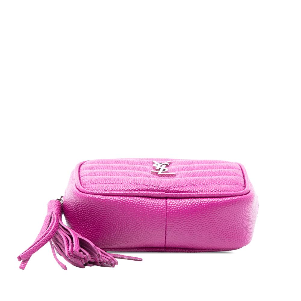 Saint Laurent Pink Baby Matelasse Grain De Poudre Monogram Lou Camera Bag Italy