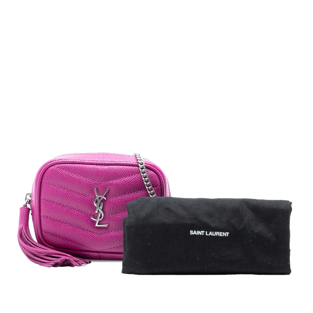 Saint Laurent Pink Baby Matelasse Grain De Poudre Monogram Lou Camera Bag Italy
