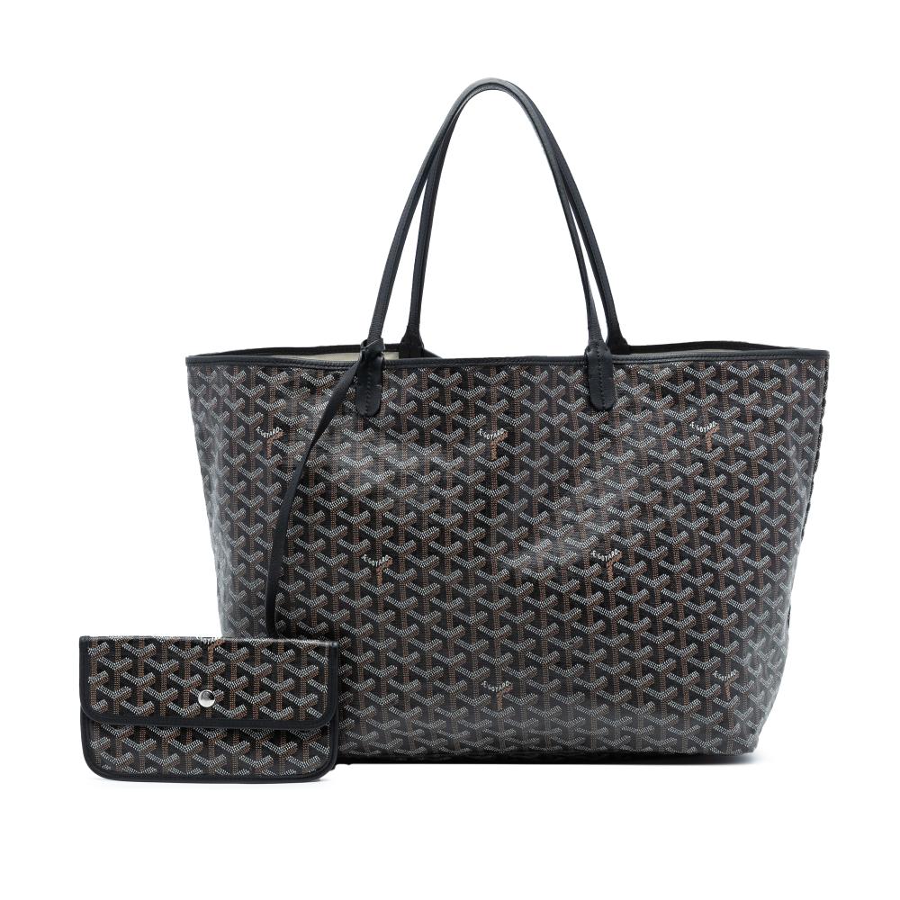 Goyard B Goyard Black Coated Canvas Fabric Goyardine Saint Louis GM France