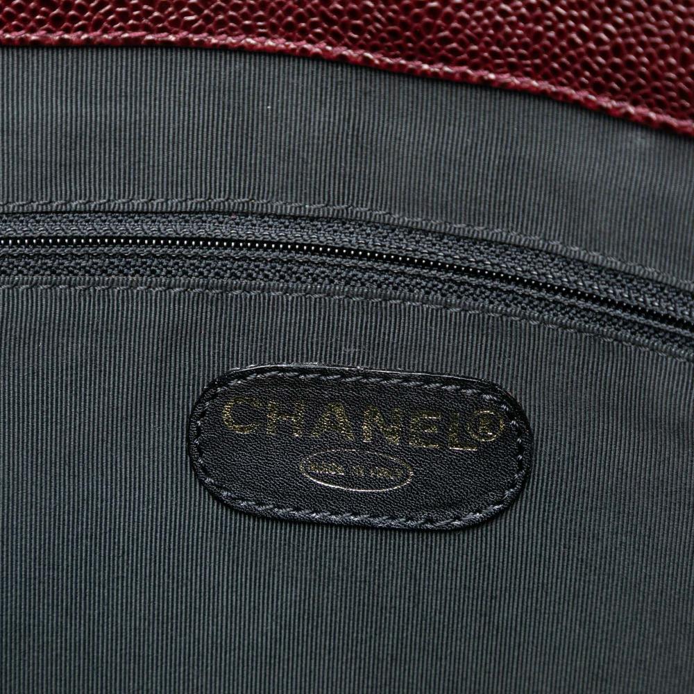 Chanel B Chanel Red Burgundy Caviar Leather Leather CC Caviar Tote Italy