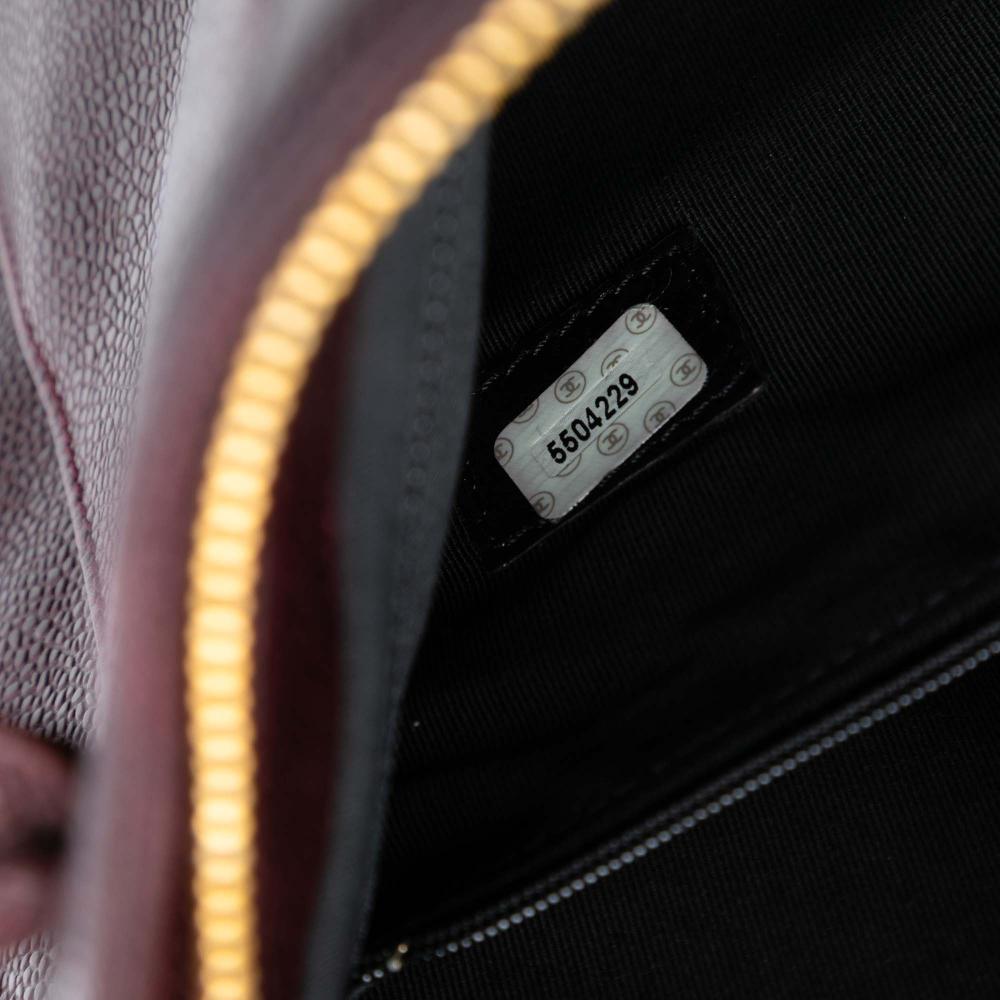 Chanel B Chanel Red Burgundy Caviar Leather Leather CC Caviar Tote Italy