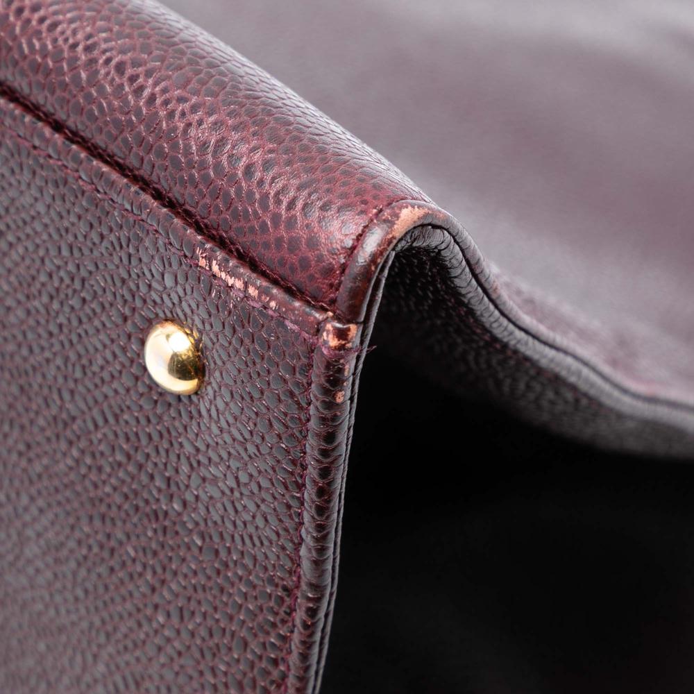 Chanel B Chanel Red Burgundy Caviar Leather Leather CC Caviar Tote Italy