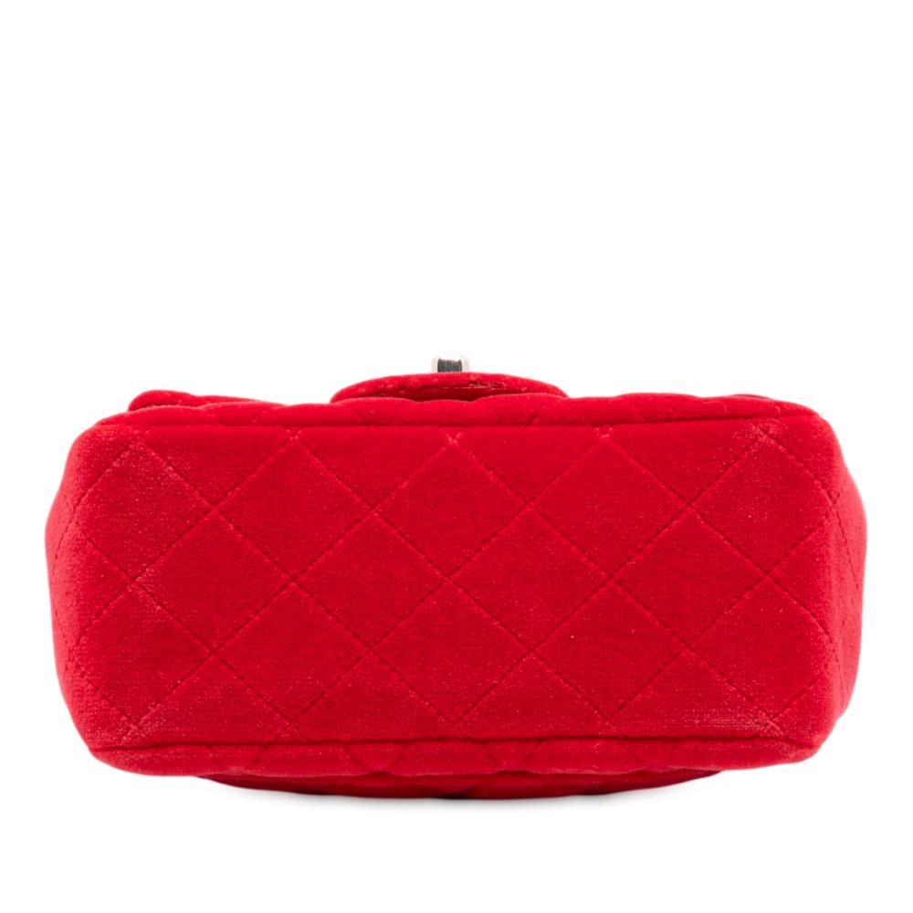 Chanel AB Chanel Red Velvet Fabric Mini Square Classic Single Flap France