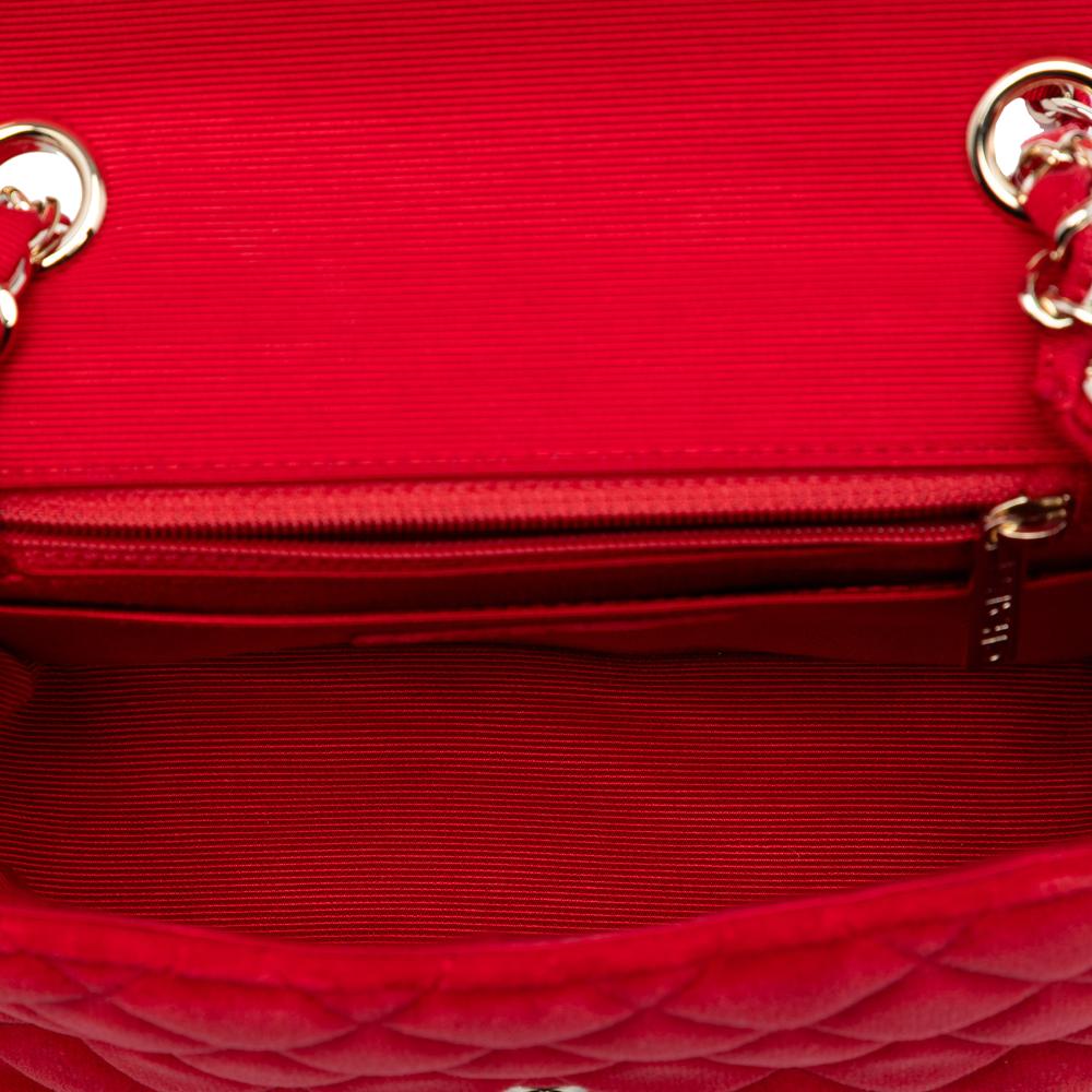 Chanel AB Chanel Red Velvet Fabric Mini Square Classic Single Flap France