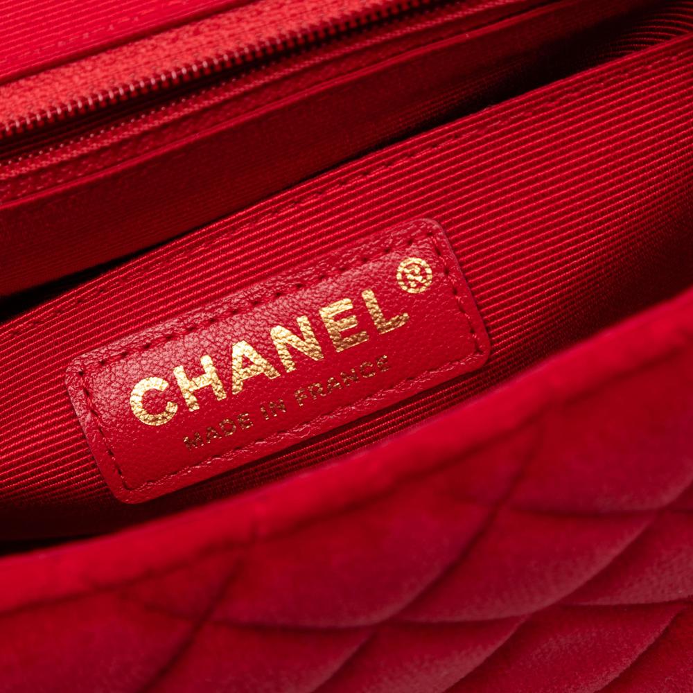 Chanel AB Chanel Red Velvet Fabric Mini Square Classic Single Flap France