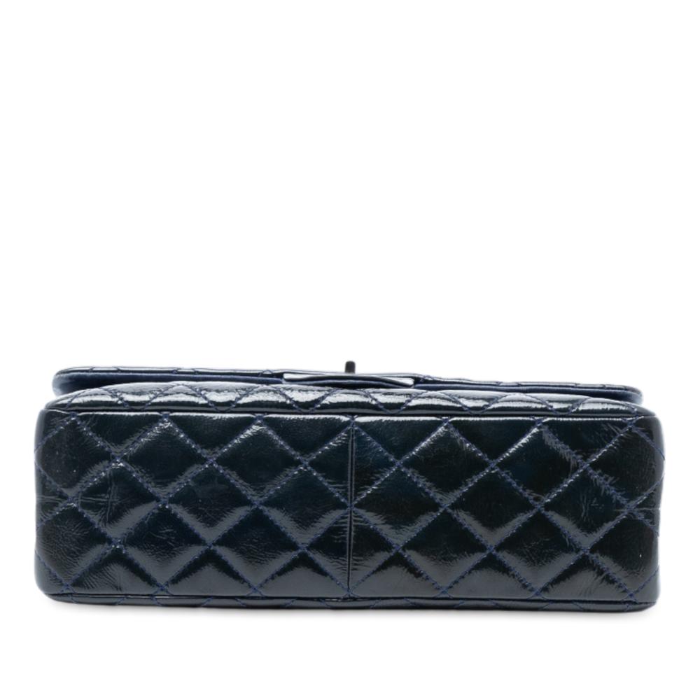 Chanel B Chanel Blue Navy Patent Leather Leather Reissue 2.55 Crinkled Patent Double Flap 227 France