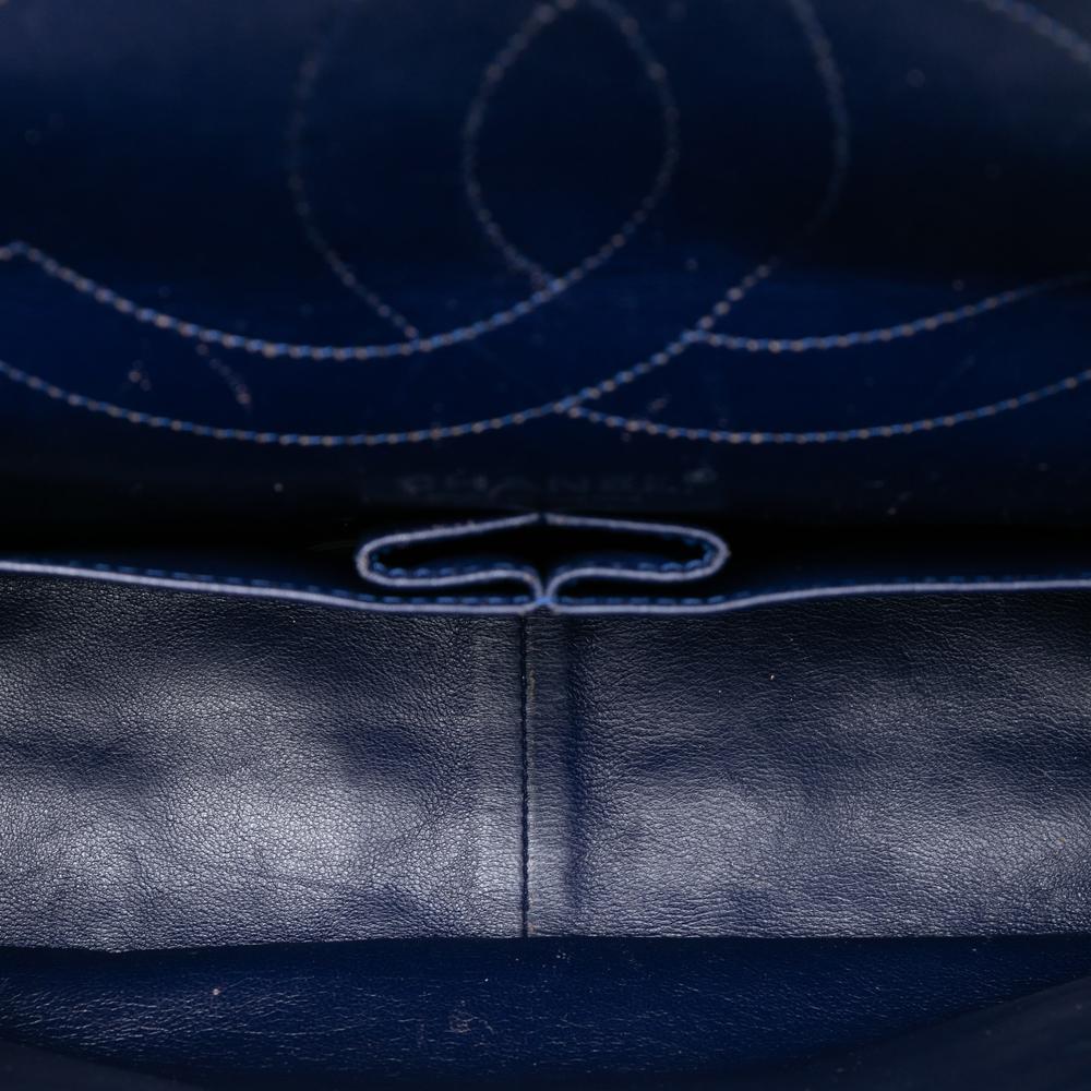 Chanel B Chanel Blue Navy Patent Leather Leather Reissue 2.55 Crinkled Patent Double Flap 227 France