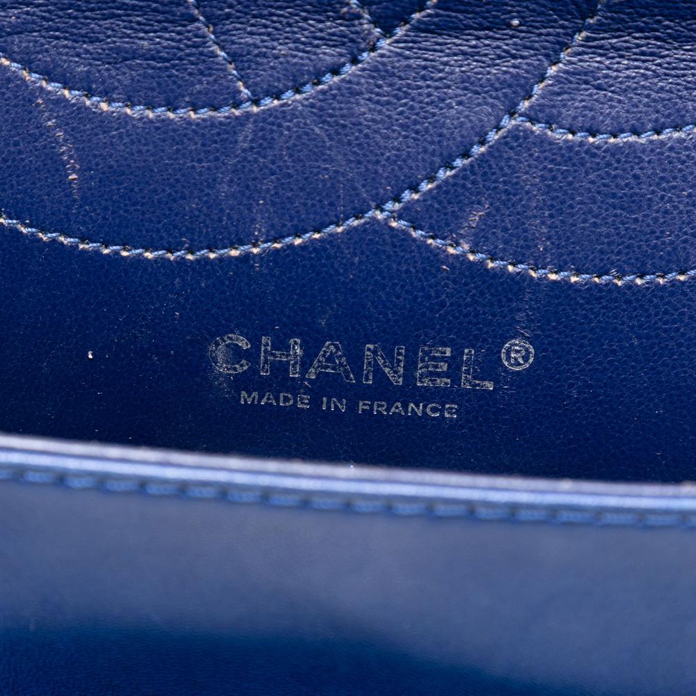 Chanel B Chanel Blue Navy Patent Leather Leather Reissue 2.55 Crinkled Patent Double Flap 227 France