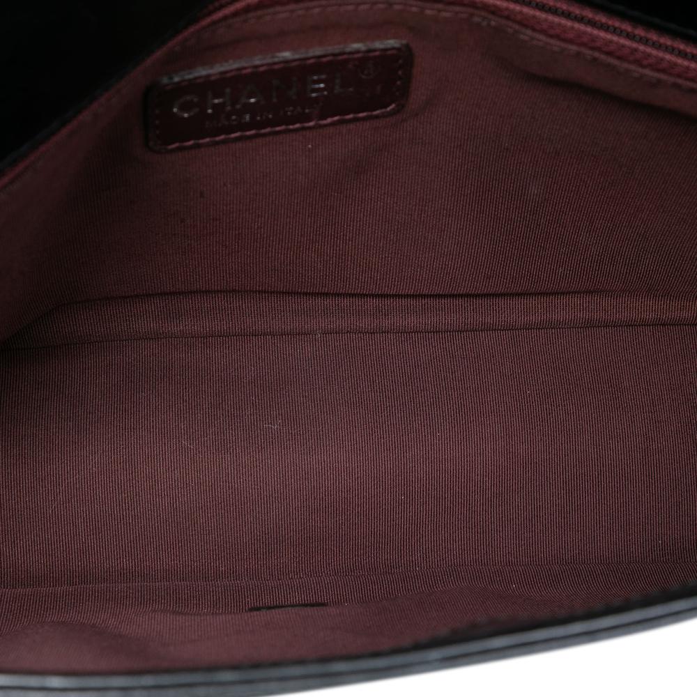 Chanel AB Chanel Black Calf Leather Large Glazed skin Coco Boy Flap Italy