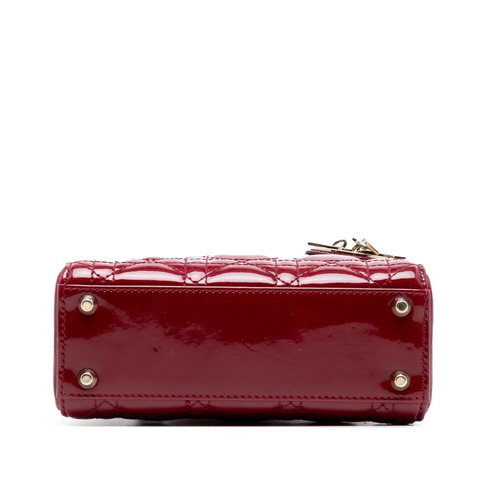 Christian Dior B Dior Red Dark Red Patent Leather Leather Mini Patent Cannage Lady Dior Italy