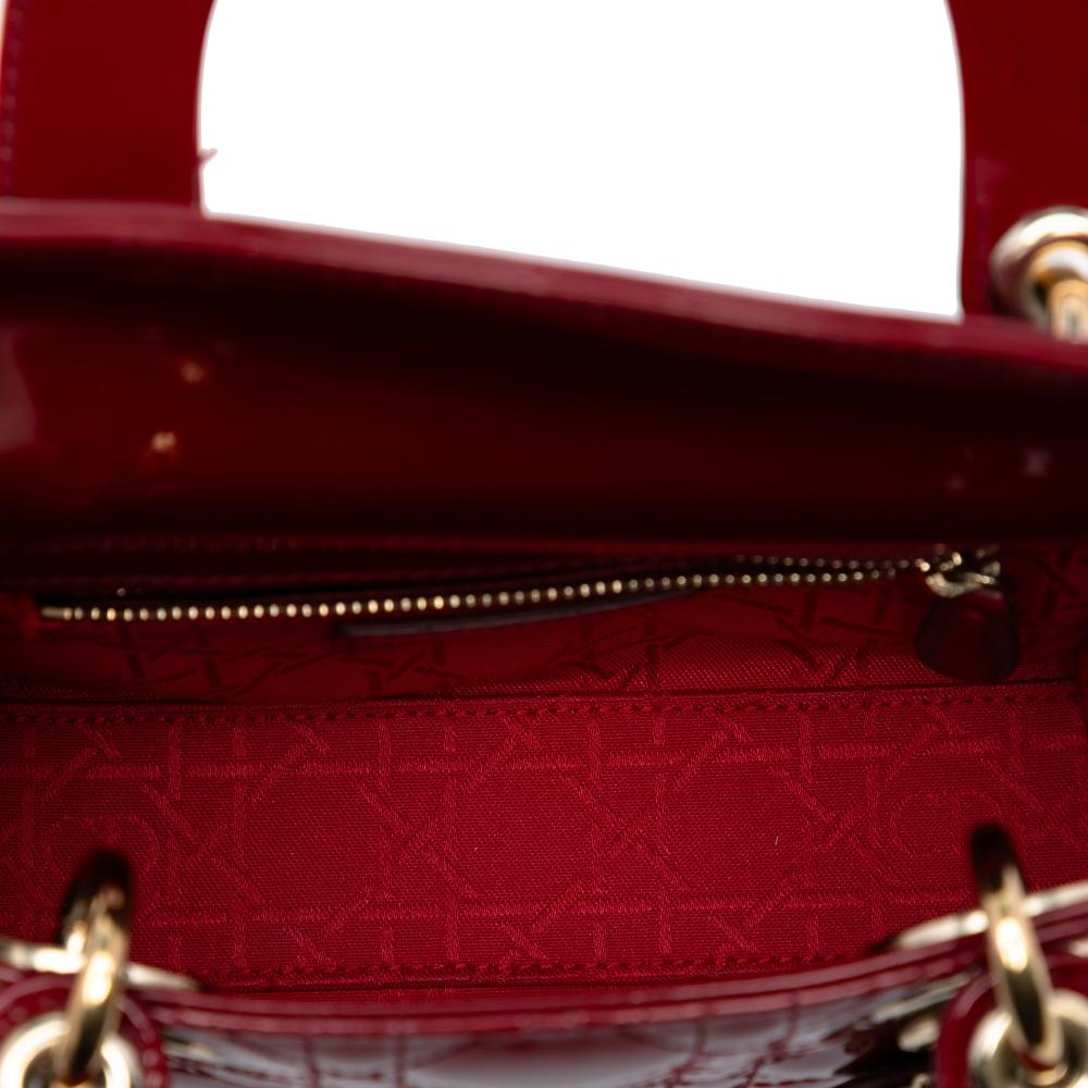 Christian Dior B Dior Red Dark Red Patent Leather Leather Mini Patent Cannage Lady Dior Italy