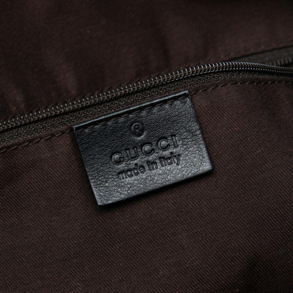 Gucci B Gucci Brown Beige Canvas Fabric GG Sukey Satchel Italy