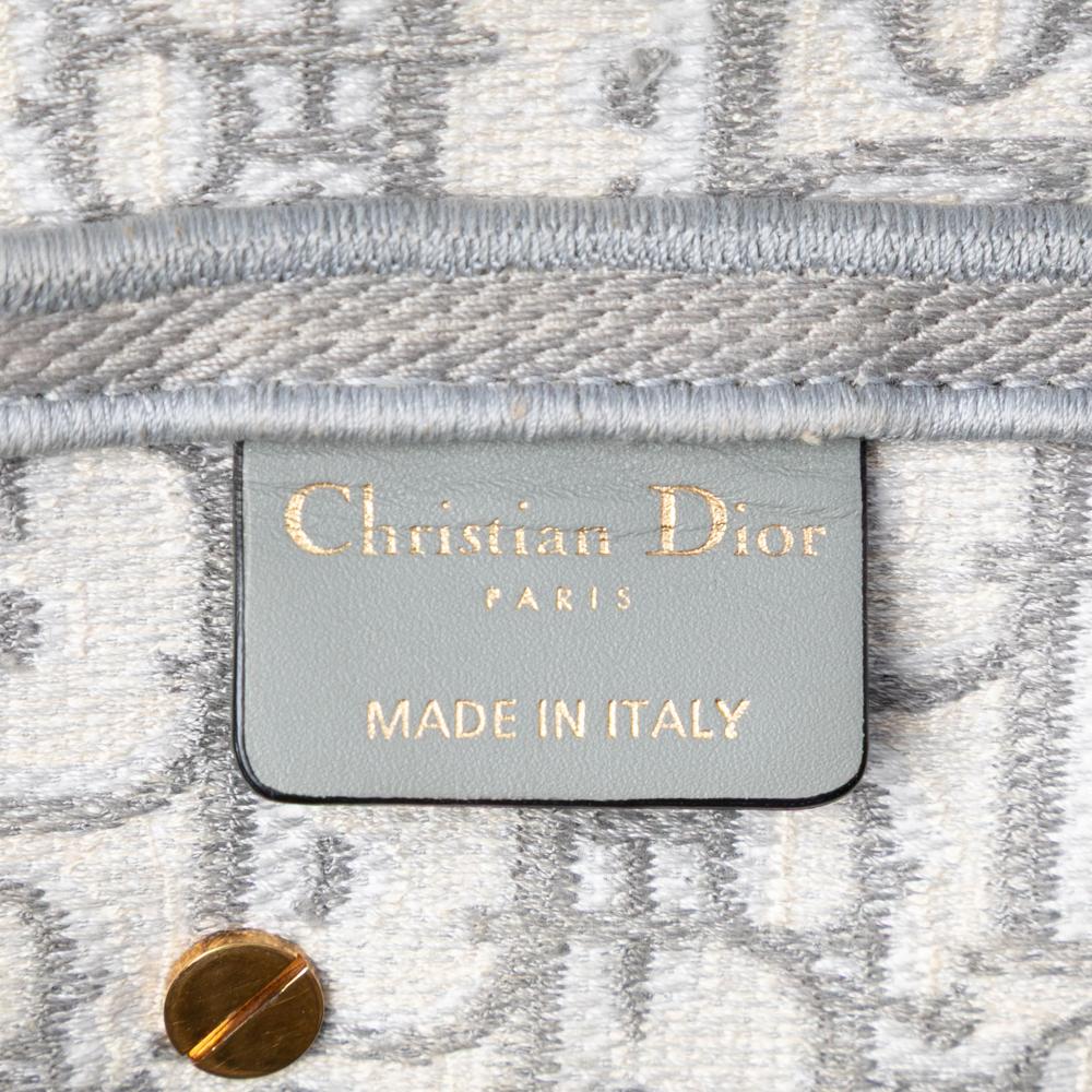 Christian Dior AB Dior Gray Canvas Fabric Oblique Embroidered Saddle Bag Italy