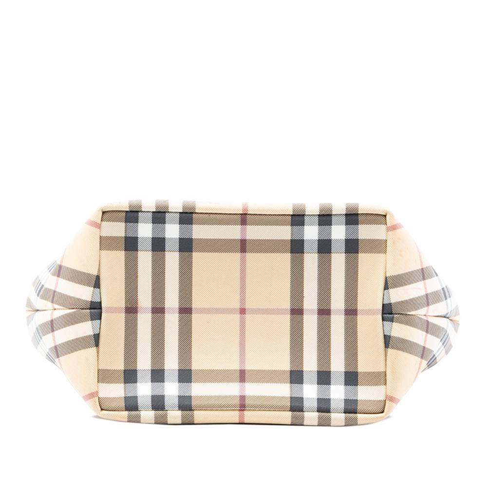 Burberry B Burberry Brown Beige Canvas Fabric Mini House Check Tote Italy