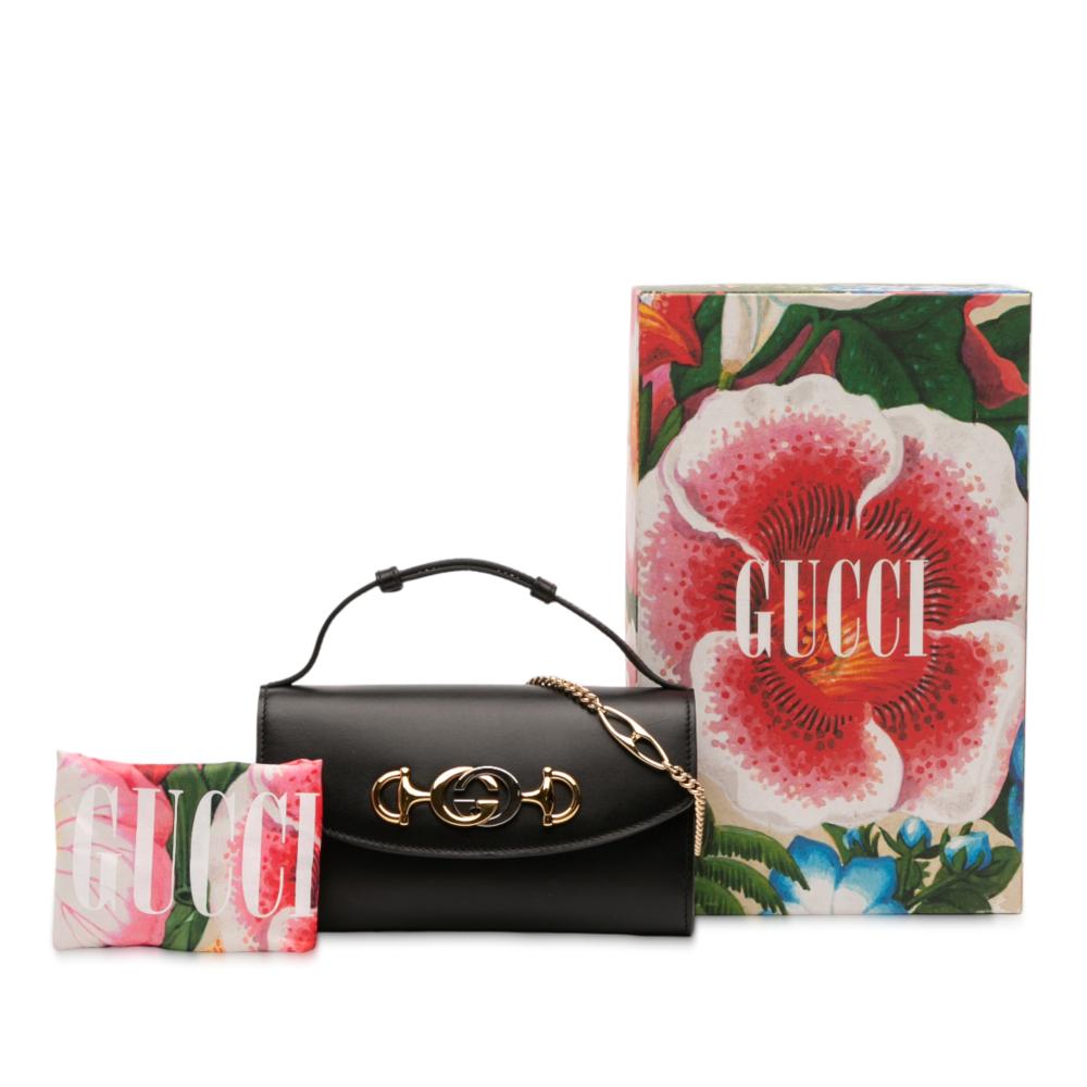 Gucci AB Gucci Black Calf Leather Mini Zumi Satchel Italy