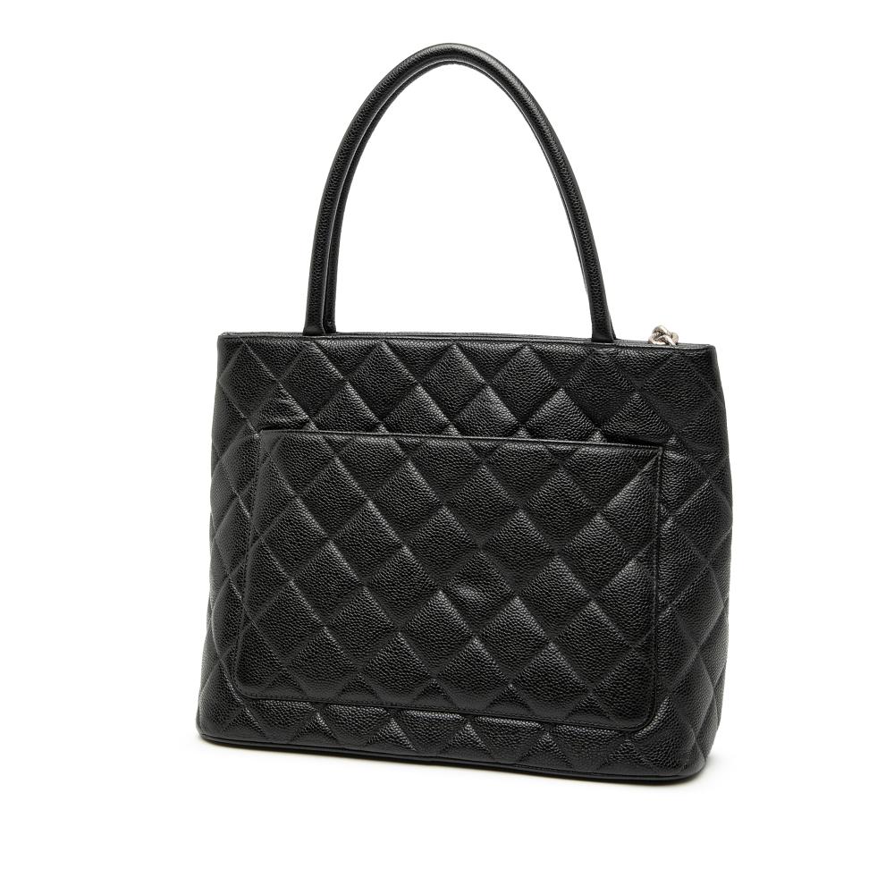 Chanel B Chanel Black Caviar Leather Leather Caviar Medallion Tote France