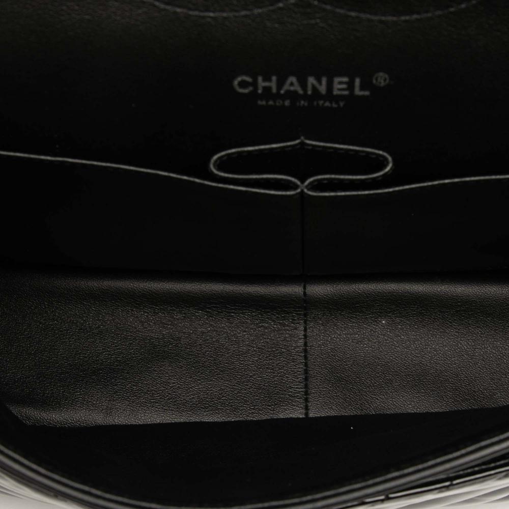 Chanel AB Chanel Black Patent Leather Leather Jumbo Classic Chevron Patent Double Flap Italy